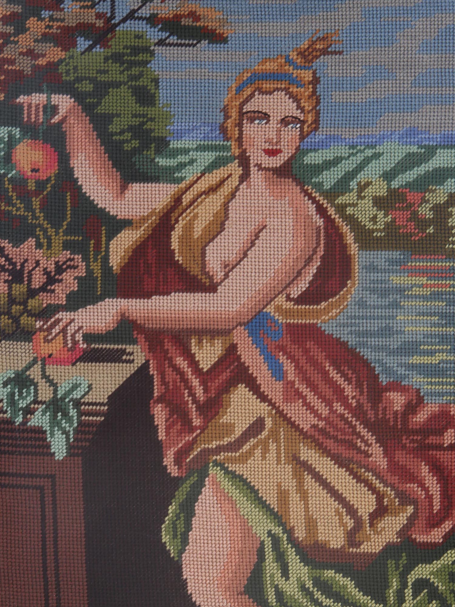 VINTAGE CLASSIC GREEK GODDESS EMBROIDERY FRAMED PIC-1
